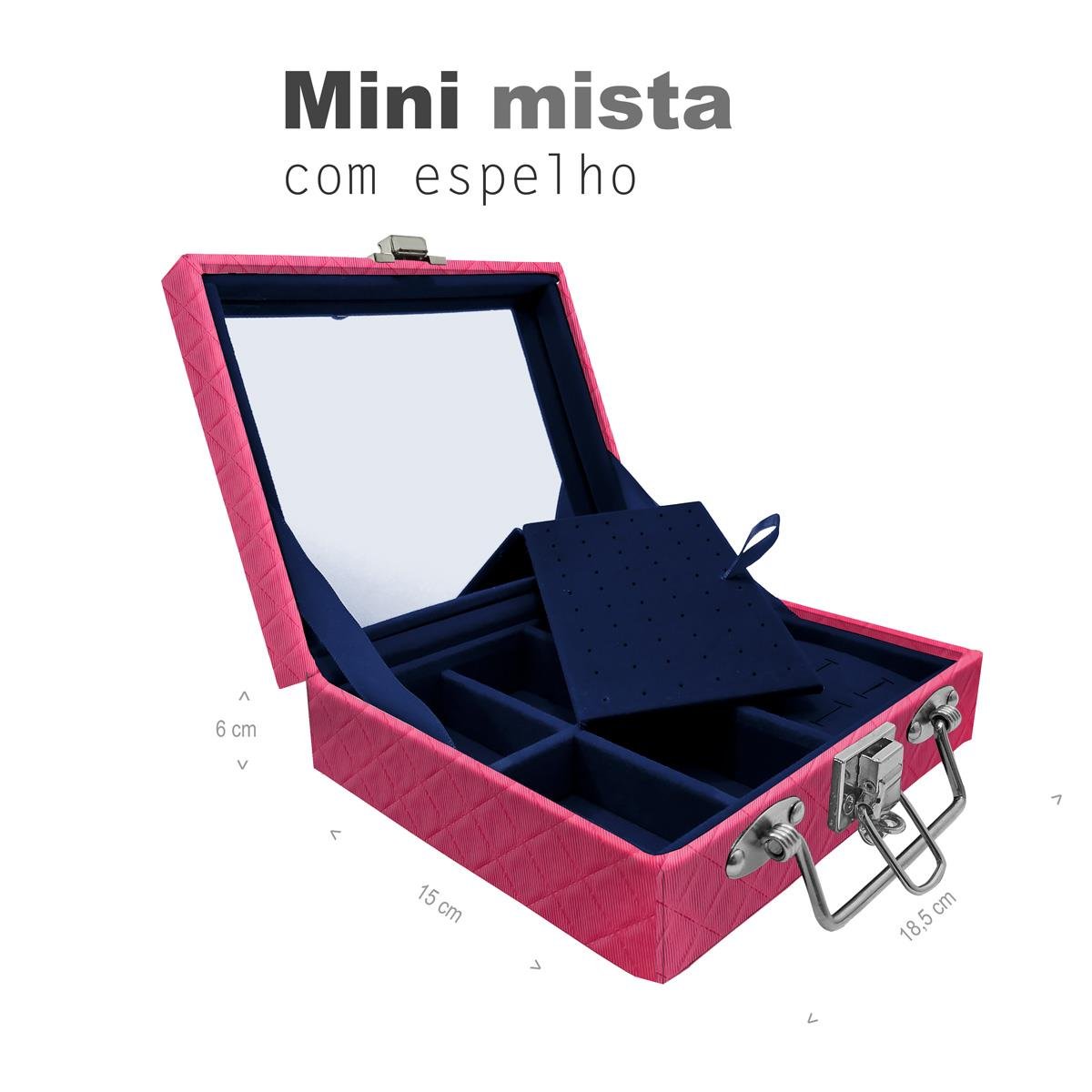 Maleta Mini Mista Dijon Pink Com Espelho - Sob Encomenda