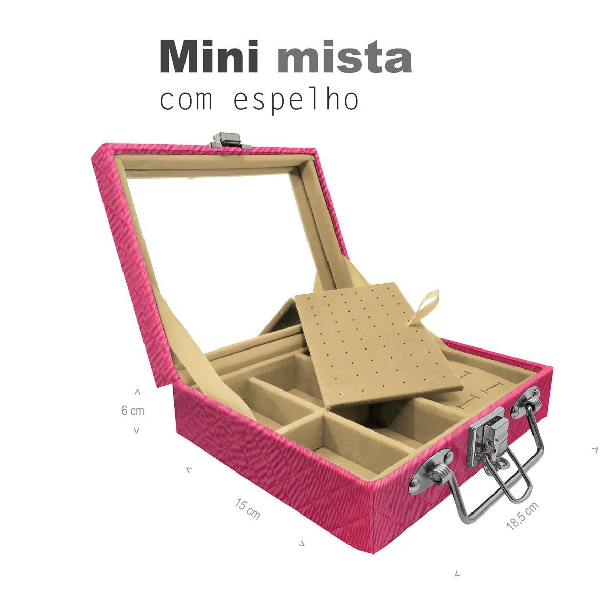 Maleta Mini Mista Dijon Pink Com Espelho - Sob Encomenda