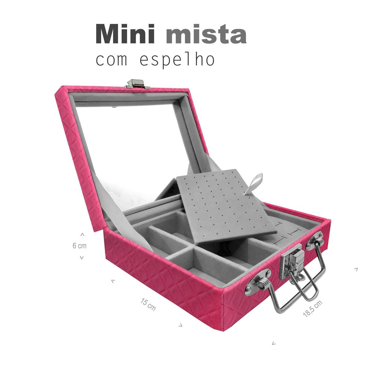 Maleta Mini Mista Dijon Pink Com Espelho - Sob Encomenda