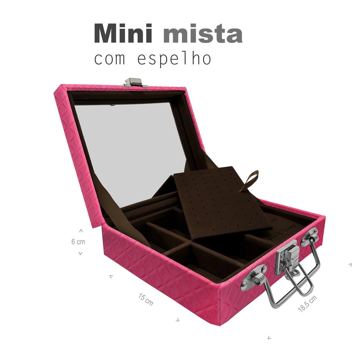 Maleta Mini Mista Dijon Pink Com Espelho - Sob Encomenda