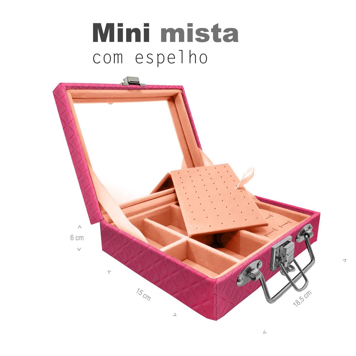 Maleta Mini Mista Dijon Pink Com Espelho - Sob Encomenda
