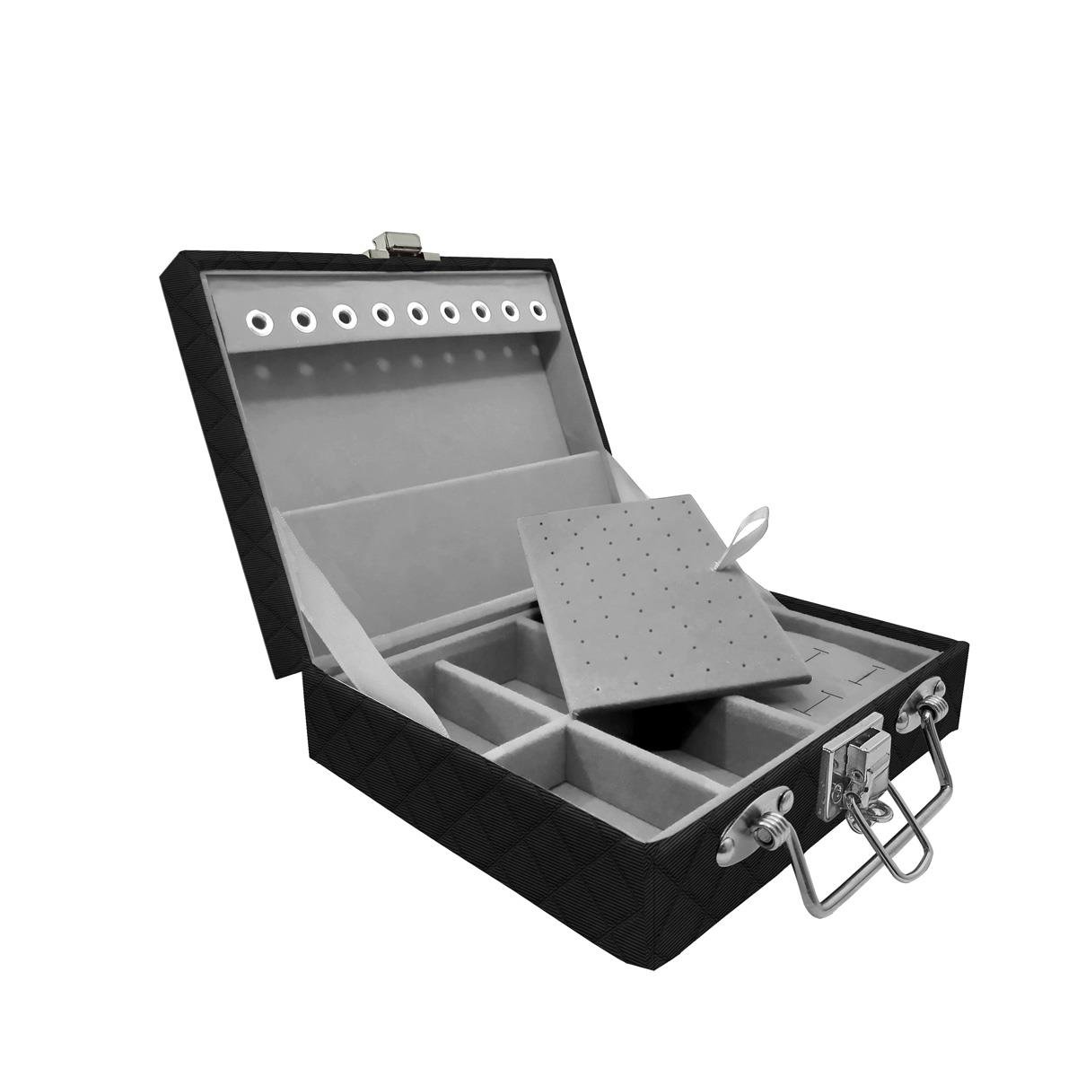 Estojo Maleta Porta Jóias Mini Mista Dijon Preto