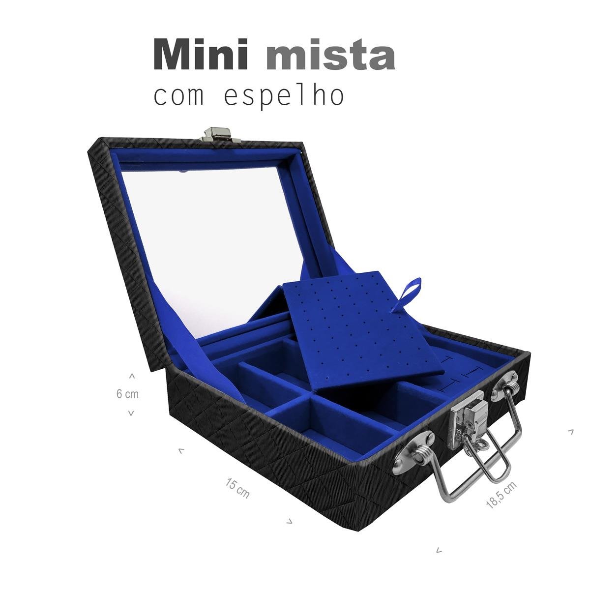 Maleta Mini Mista Dijon Preto Com Espelho - Sob Encomenda