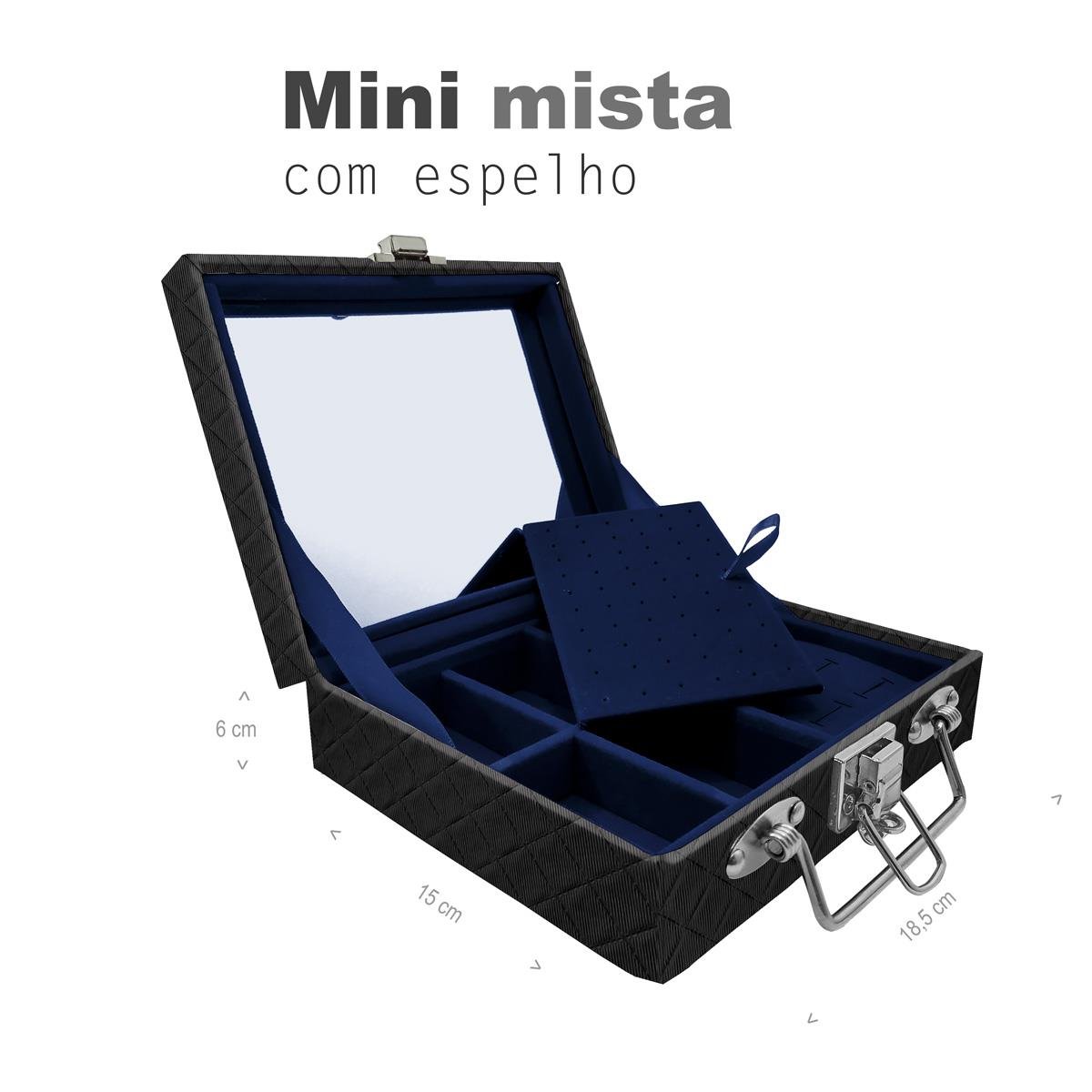 Maleta Mini Mista Dijon Preto Com Espelho - Sob Encomenda