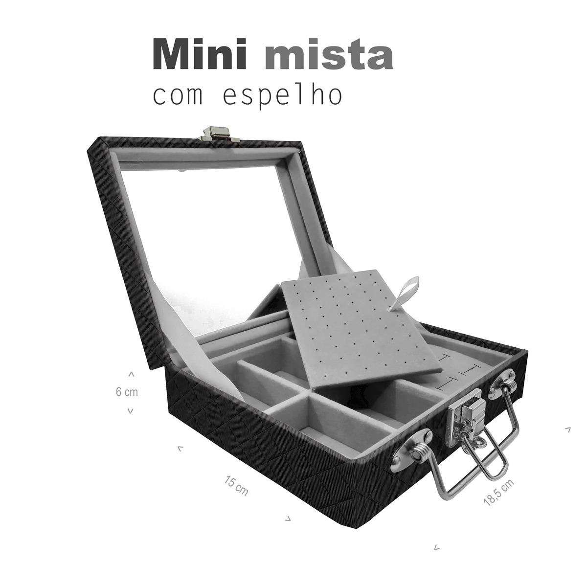 Maleta Mini Mista Dijon Preto Com Espelho - Sob Encomenda