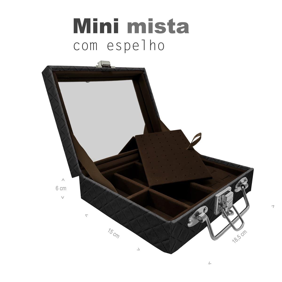 Maleta Mini Mista Dijon Preto Com Espelho - Sob Encomenda