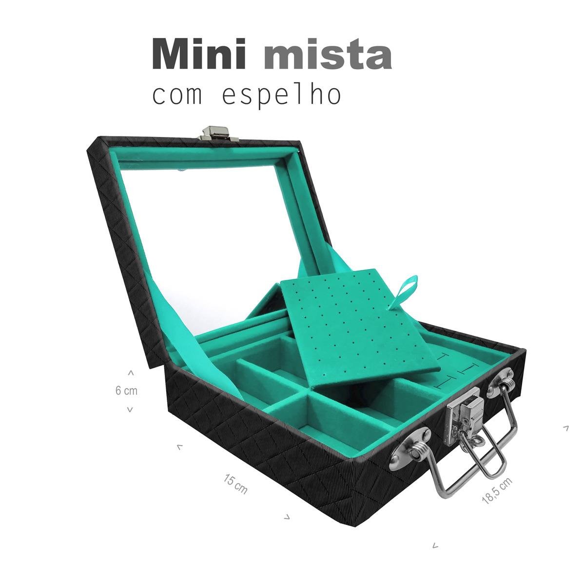 Maleta Mini Mista Dijon Preto Com Espelho - Sob Encomenda