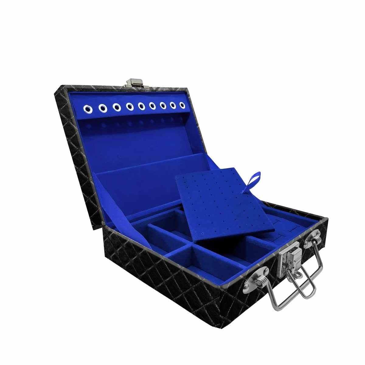 Estojo Maleta Porta Jóias Mini Mista Dijon Preto Metalizado