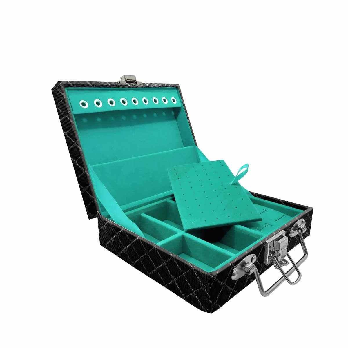 Estojo Maleta Porta Jóias Mini Mista Dijon Preto Metalizado