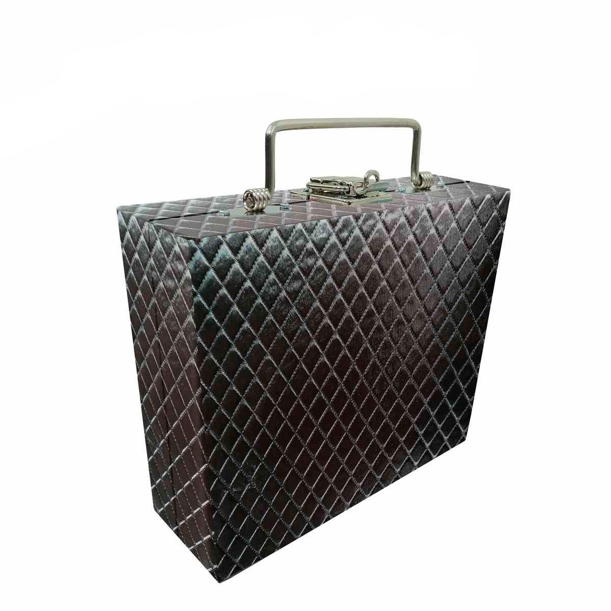 Estojo Maleta Porta Jóias Mini Mista Dijon Preto Metalizado