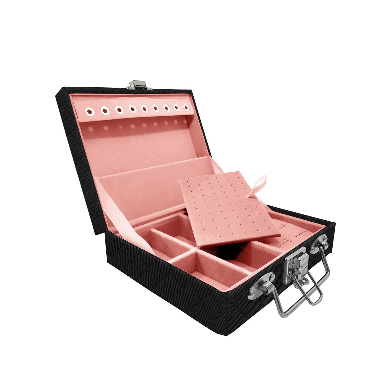 Estojo Maleta Porta Jóias Mini Mista Dijon Preto