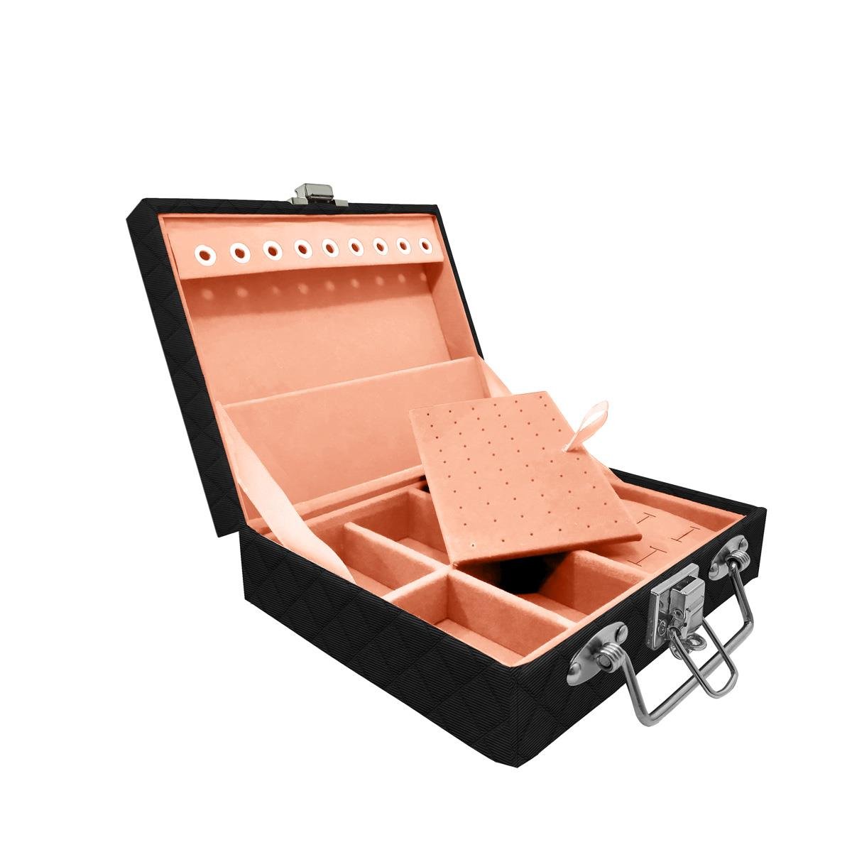 Estojo Maleta Porta Jóias Mini Mista Dijon Preto