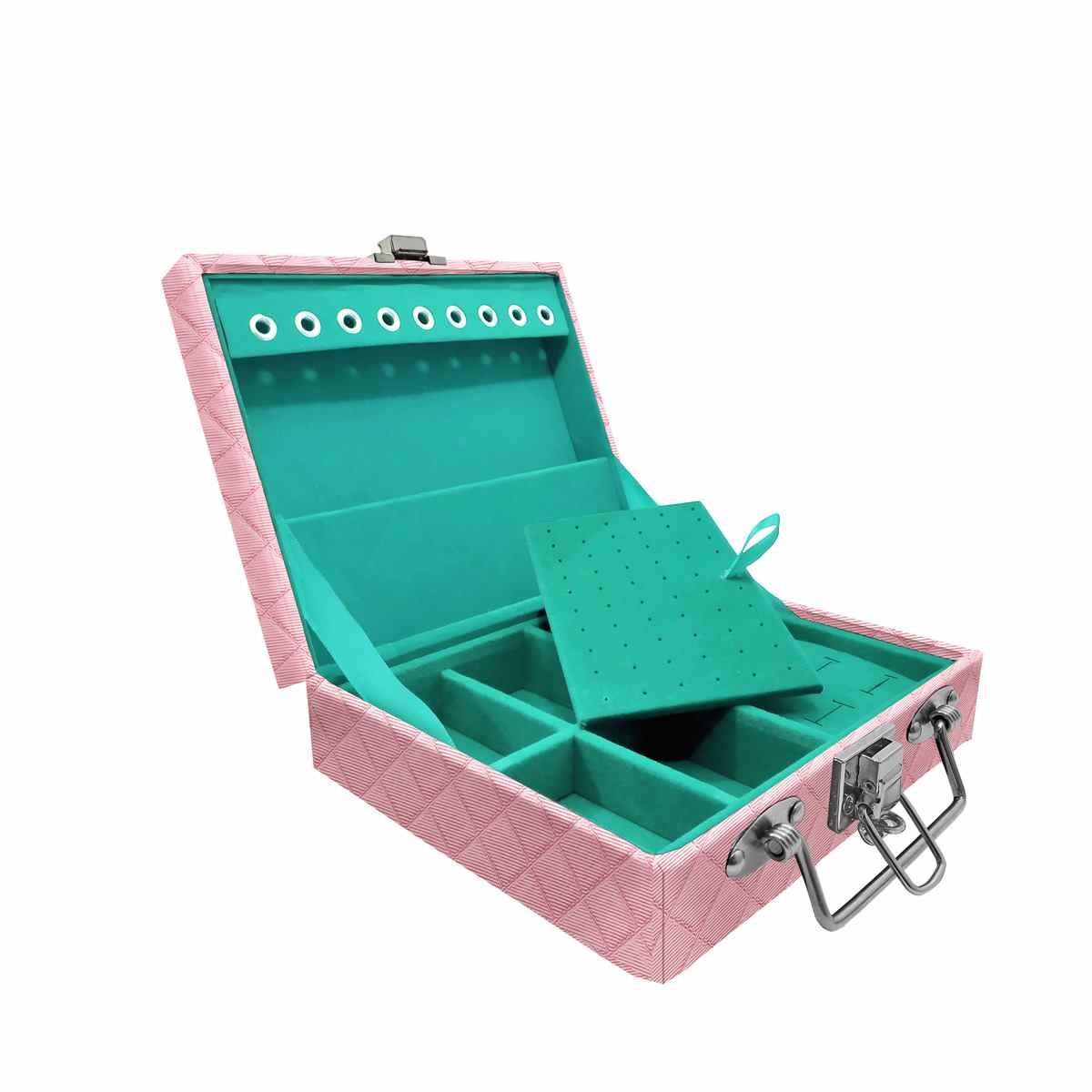 Estojo Maleta Porta Jóias Mini Mista Dijon Rosa Bebê Metalizado
