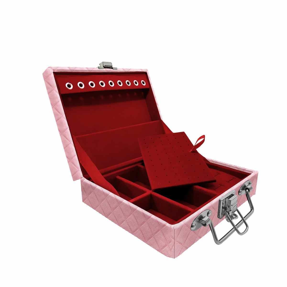Estojo Maleta Porta Jóias Mini Mista Dijon Rosa Bebê Metalizado