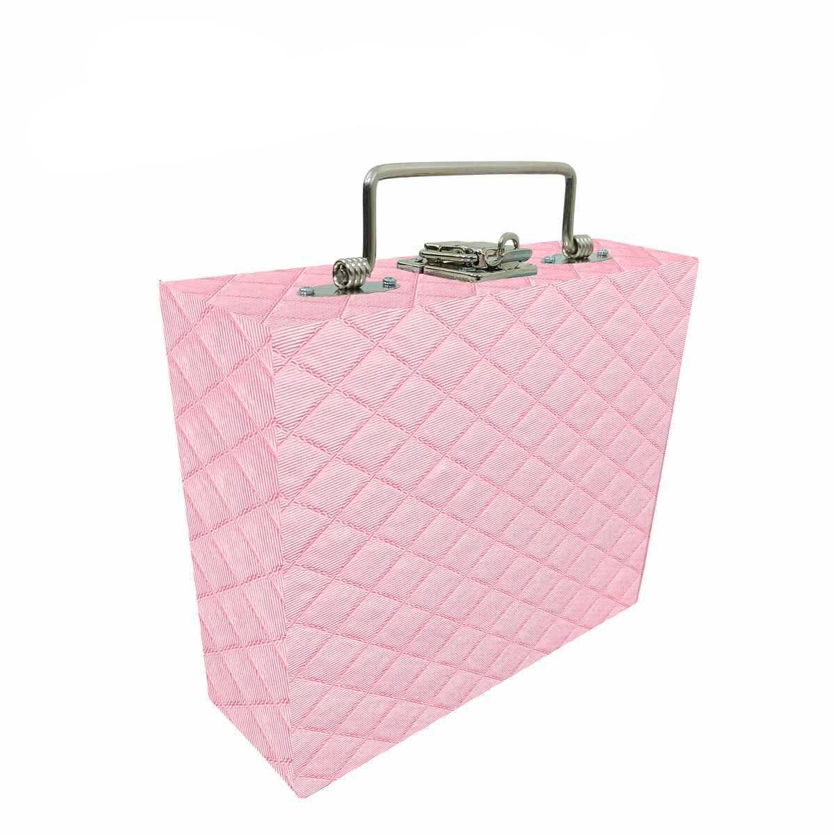 Estojo Maleta Porta Jóias Mini Mista Dijon Rosa Bebê Metalizado