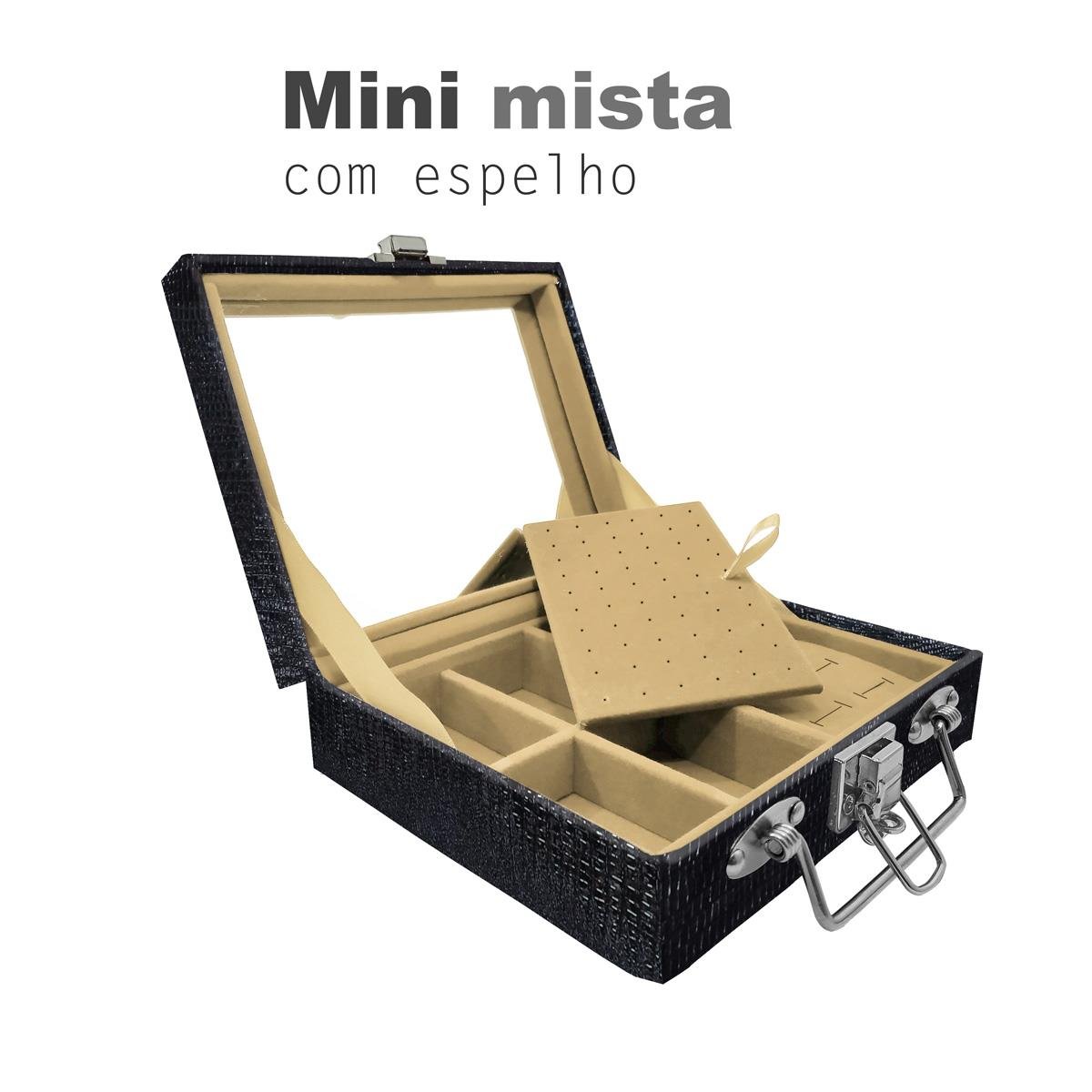 Maleta Mini Mista Jacaré Com Espelho - Sob Encomenda