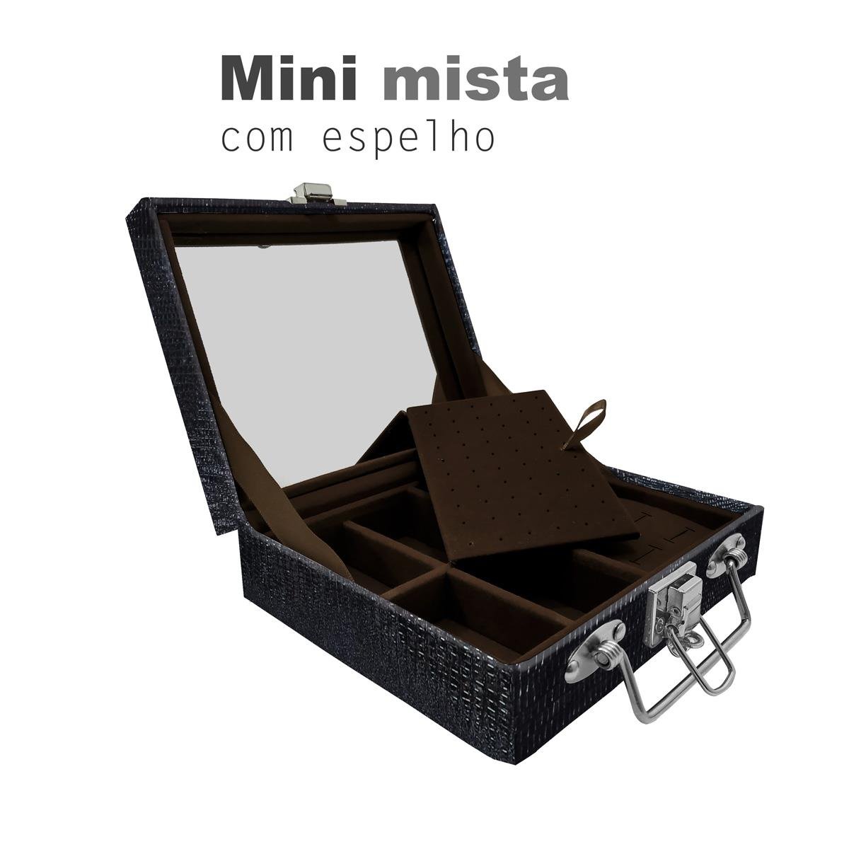 Maleta Mini Mista Jacaré Com Espelho - Sob Encomenda