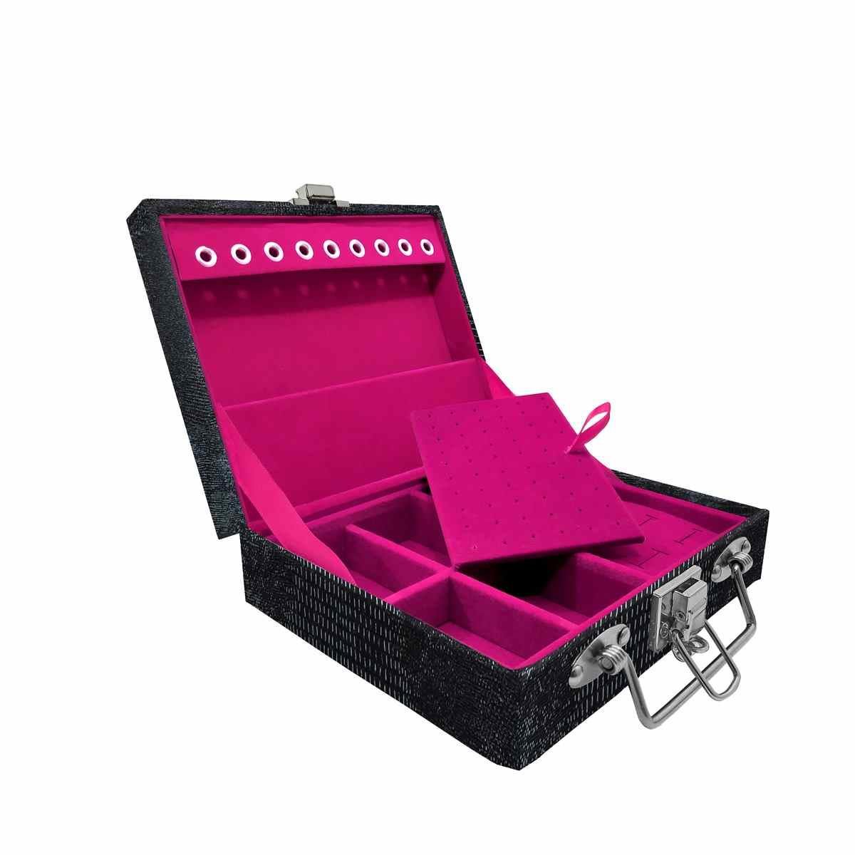 Estojo Maleta Porta Jóias Mini Mista Jacaré