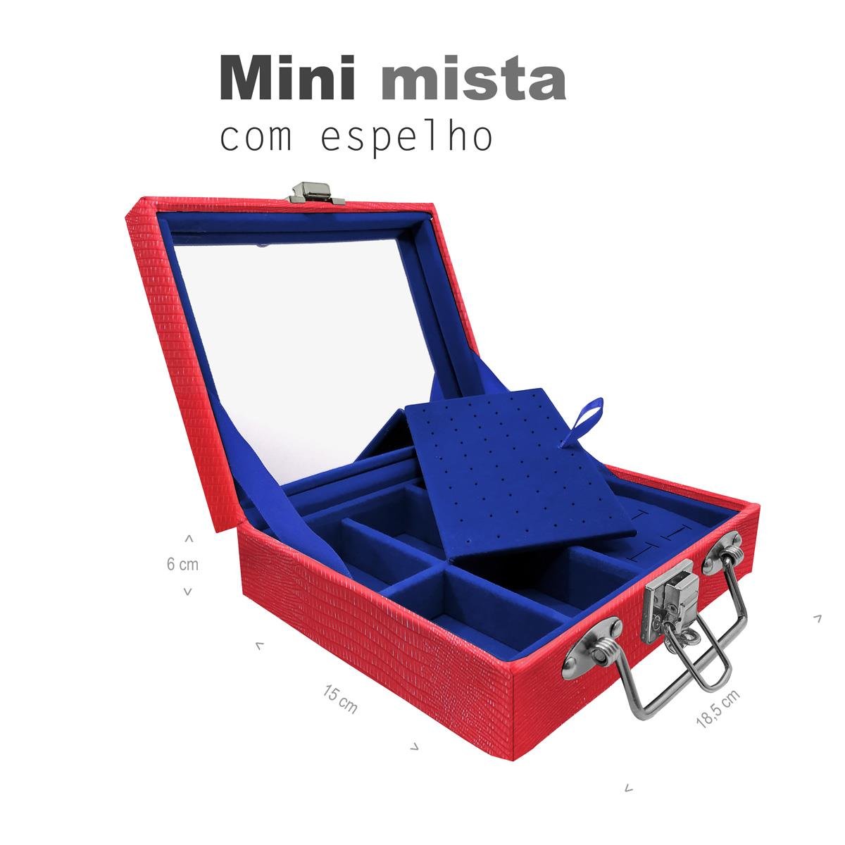 Maleta Mini Mista Jacaré Vermelho Com Espelho - Sob Encomenda