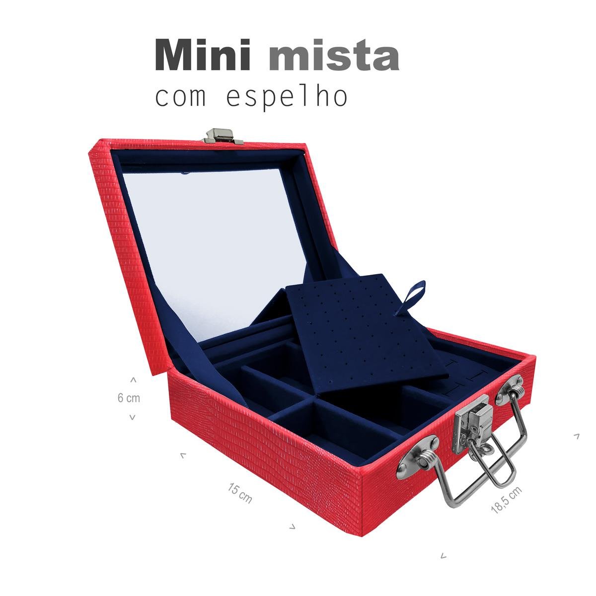 Maleta Mini Mista Jacaré Vermelho Com Espelho - Sob Encomenda