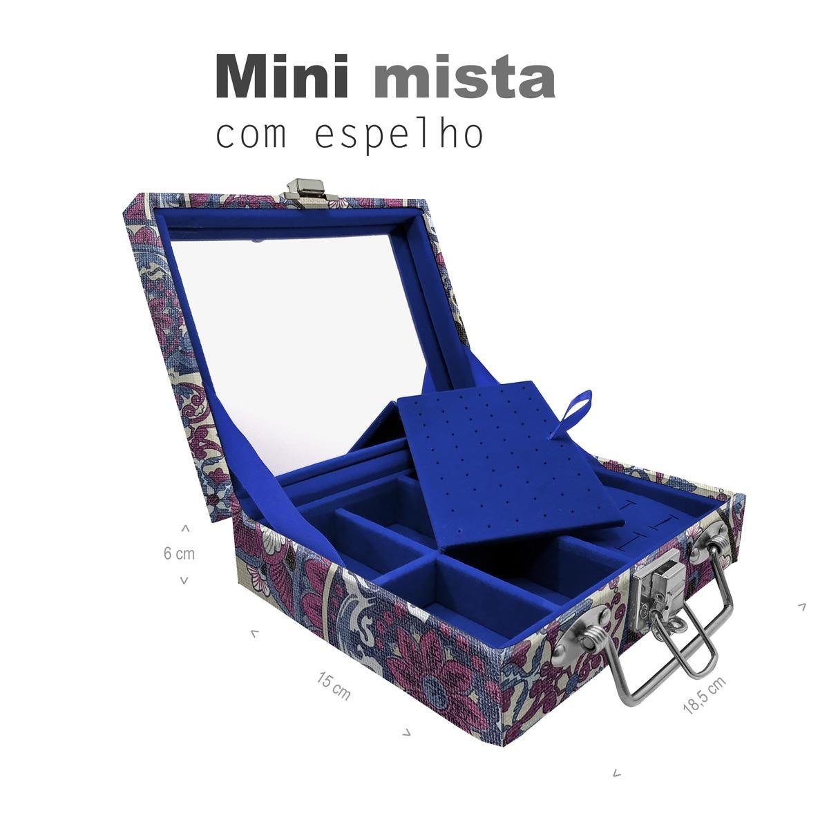 Maleta Mini Mista Mandala Roxa Com Espelho - Sob Encomenda