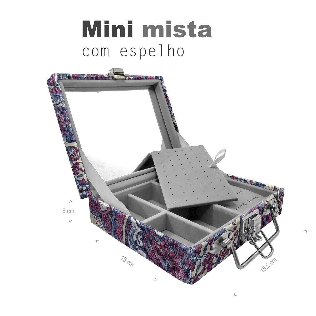 Maleta Mini Mista Mandala Roxa Com Espelho - Sob Encomenda