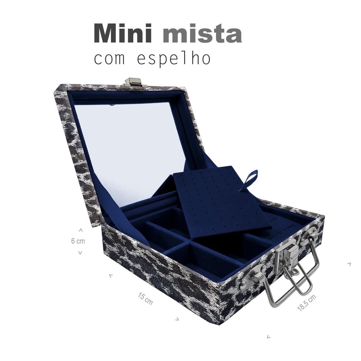 Maleta Mini Mista Onça Preta Com Espelho - Sob Encomenda