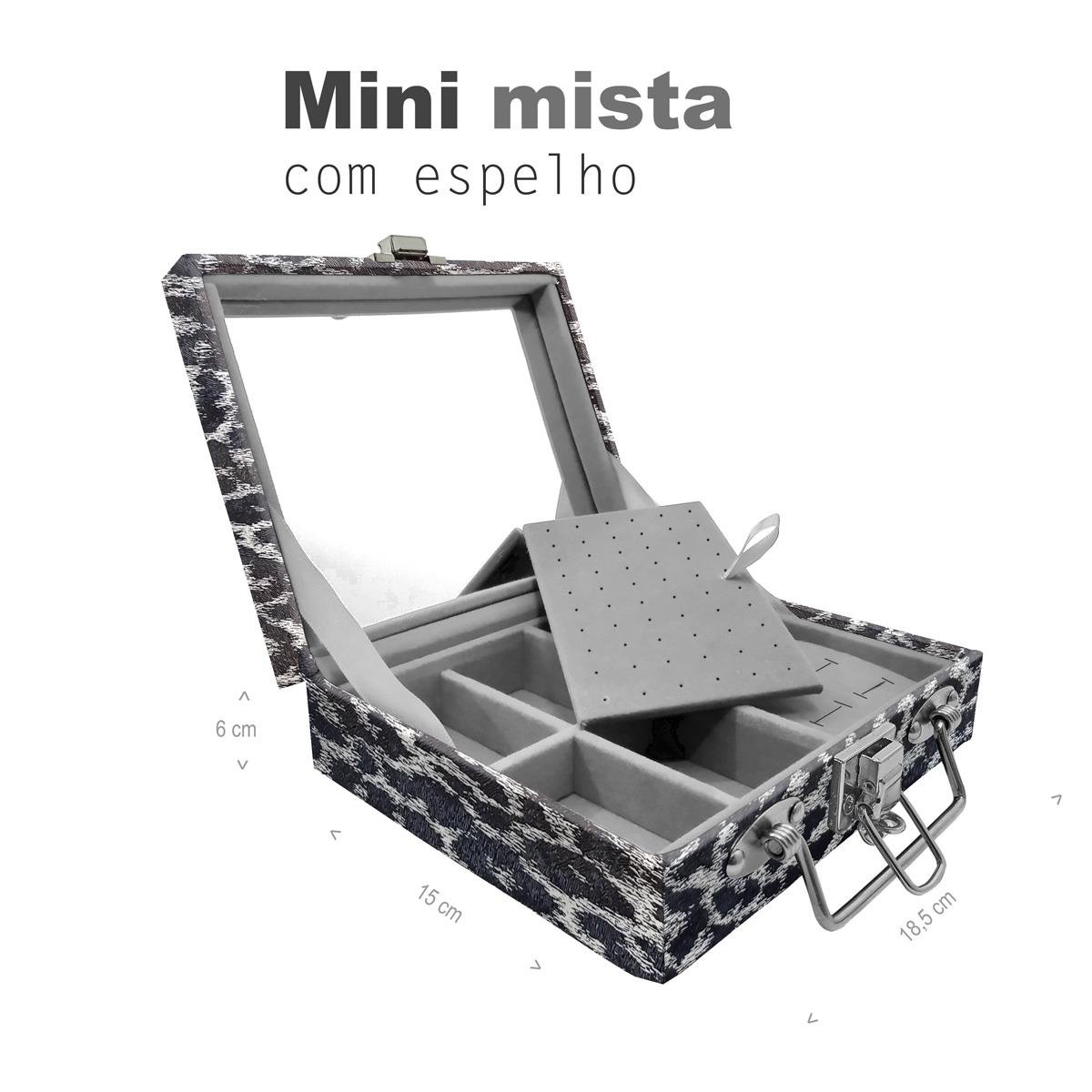 Maleta Mini Mista Onça Preta Com Espelho - Sob Encomenda