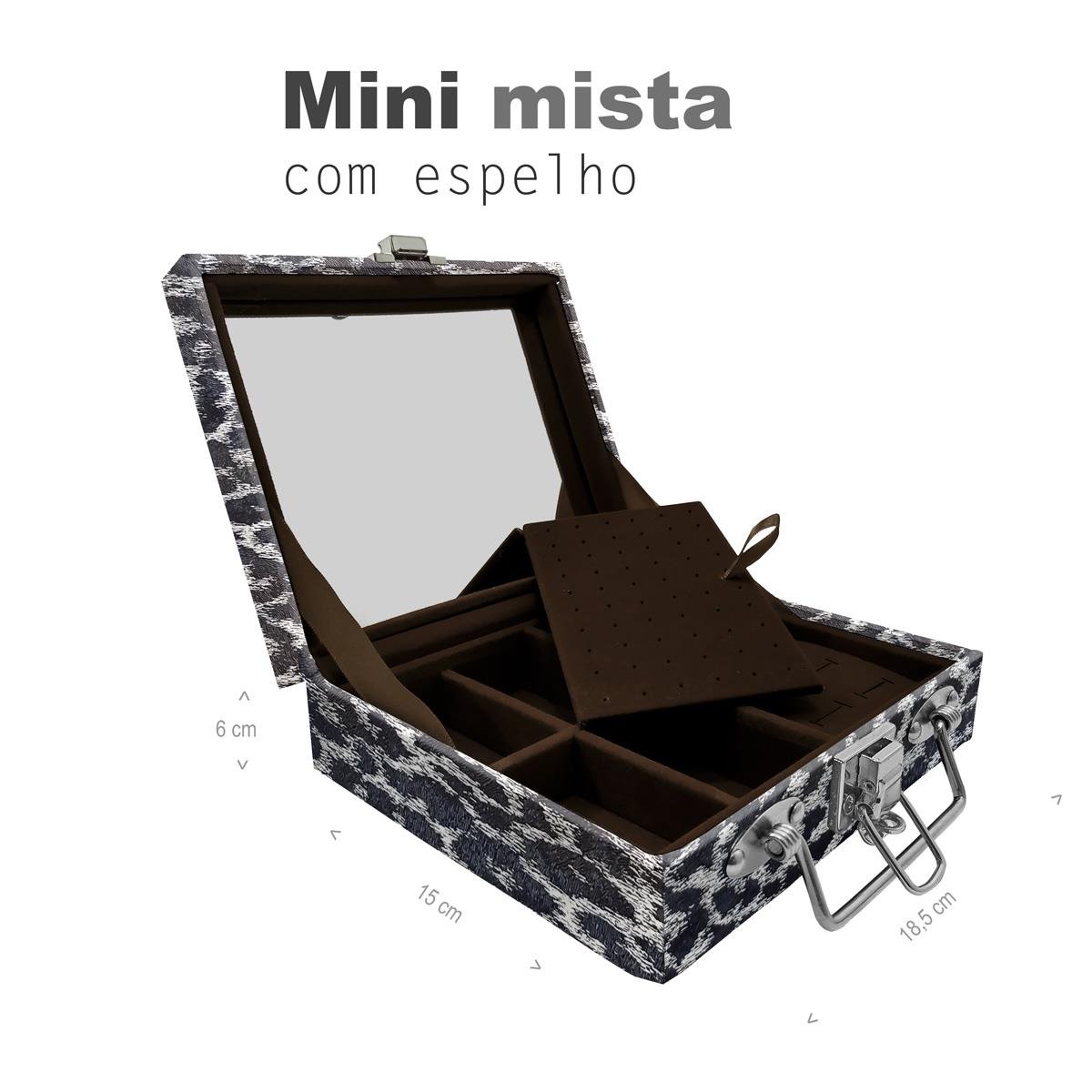 Maleta Mini Mista Onça Preta Com Espelho - Sob Encomenda