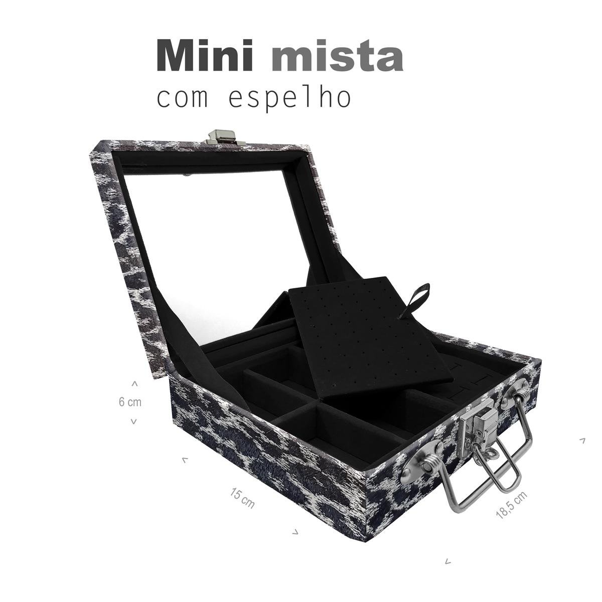 Maleta Mini Mista Onça Preta Com Espelho - Sob Encomenda