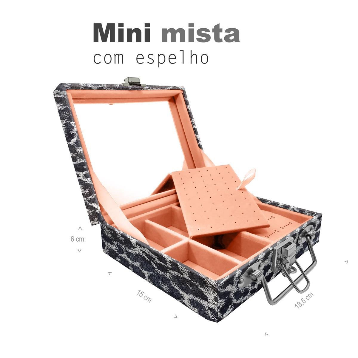 Maleta Mini Mista Onça Preta Com Espelho - Sob Encomenda