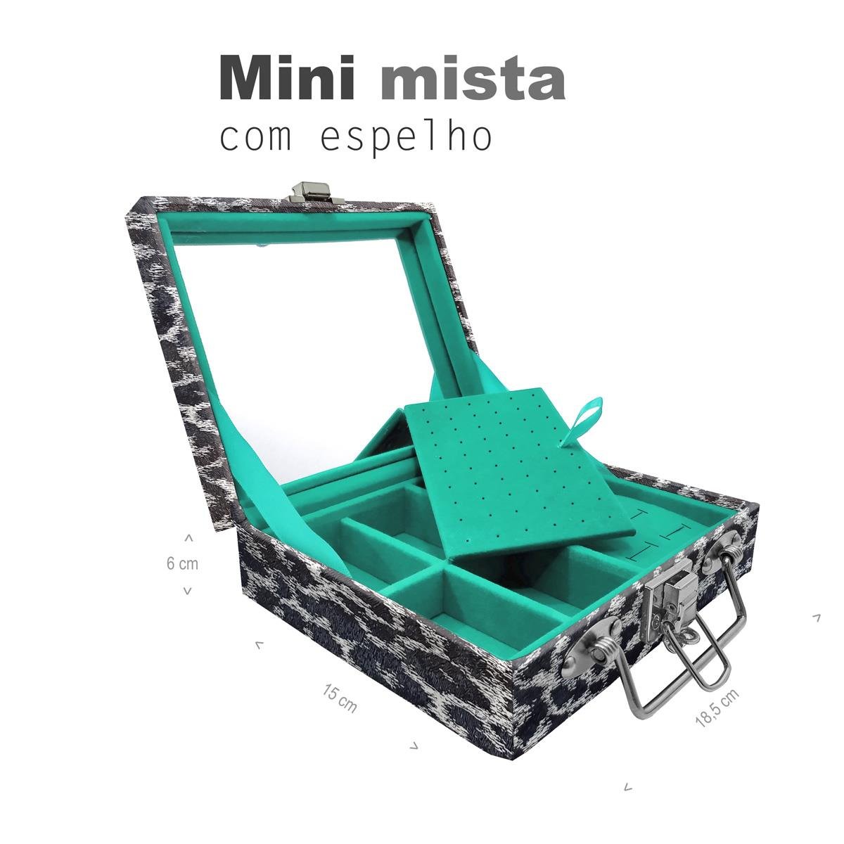 Maleta Mini Mista Onça Preta Com Espelho - Sob Encomenda