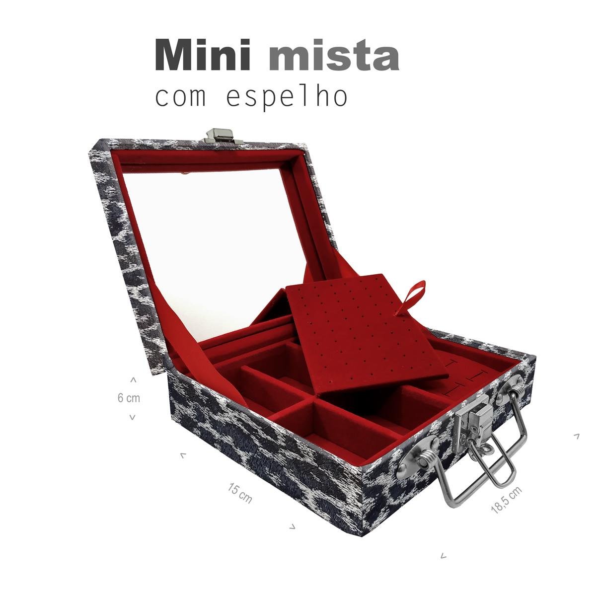 Maleta Mini Mista Onça Preta Com Espelho - Sob Encomenda
