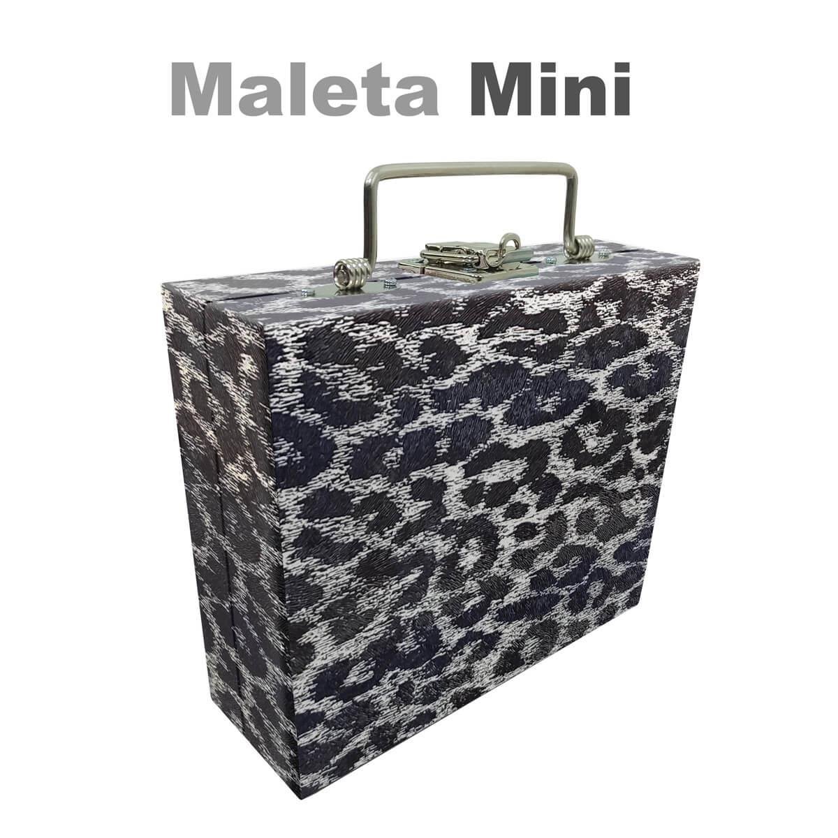 Maleta Mini Mista Onça Preta Com Espelho - Sob Encomenda
