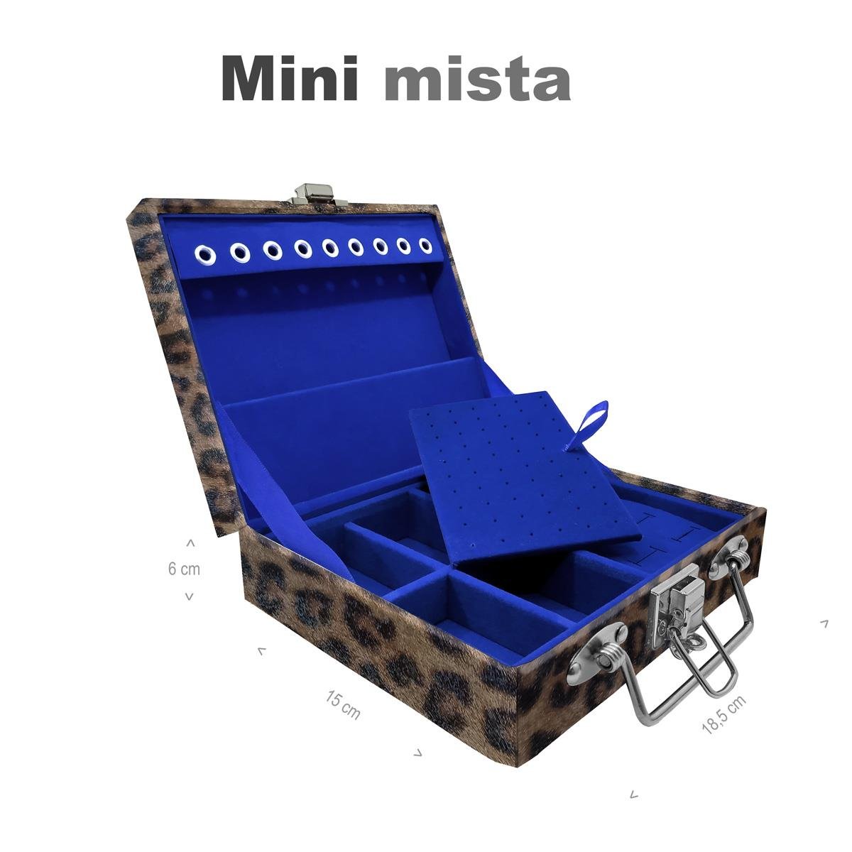 Estojo Maleta Porta Jóias Mini Mista Onça Leopardo
