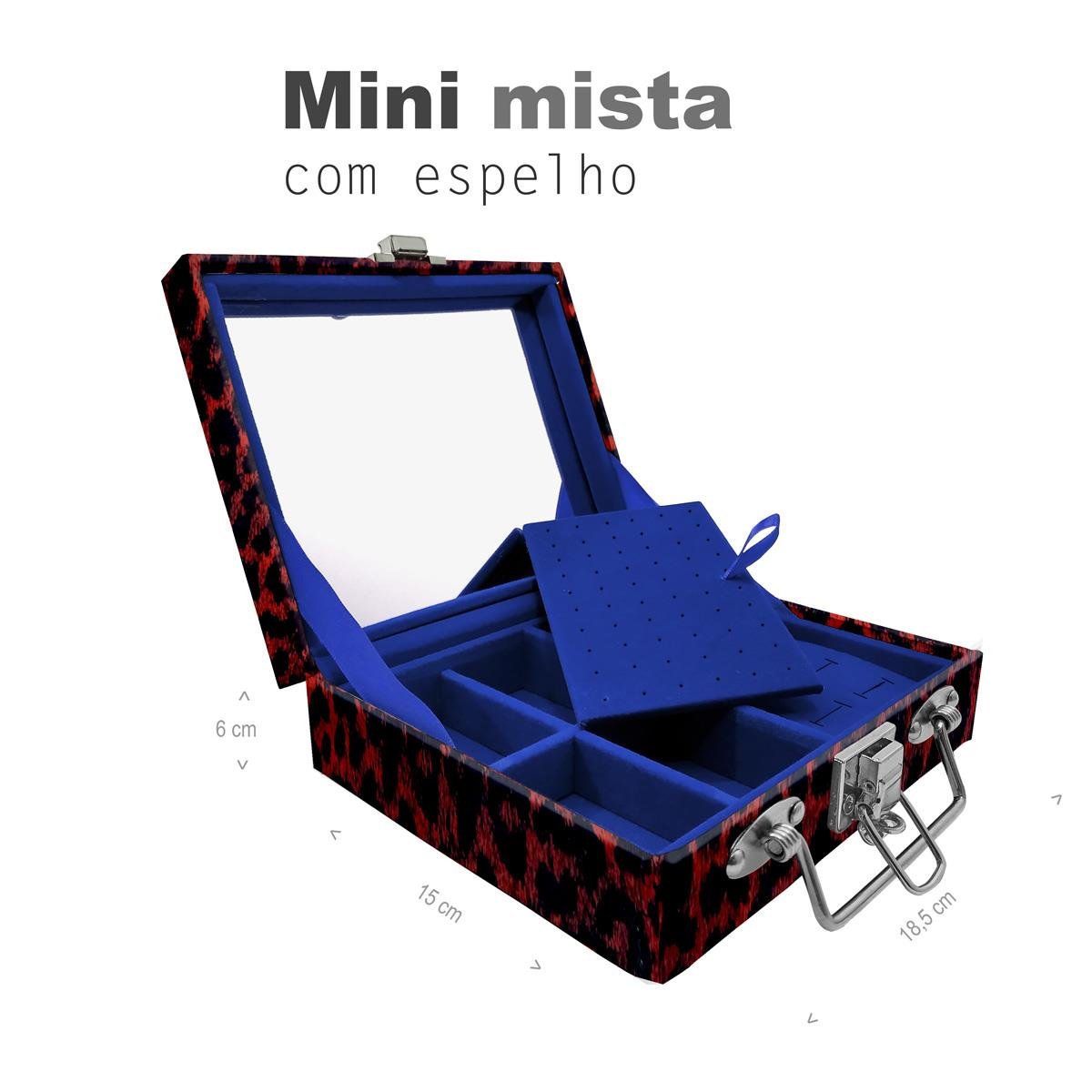 Maleta Mini Mista Onça Vermelha Com Espelho - Sob Encomenda