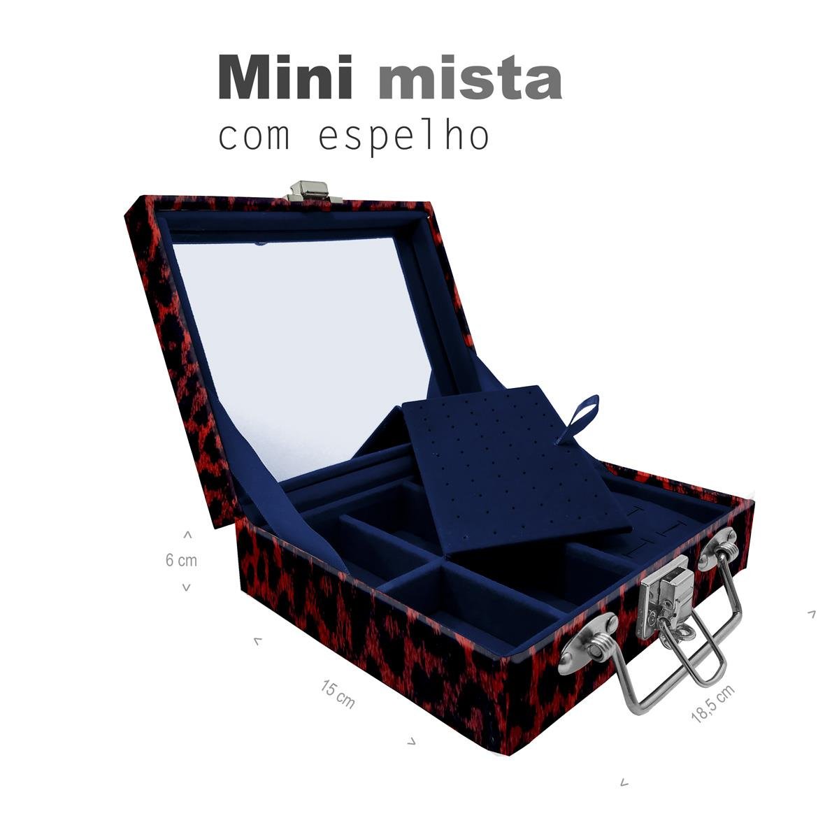 Maleta Mini Mista Onça Vermelha Com Espelho - Sob Encomenda
