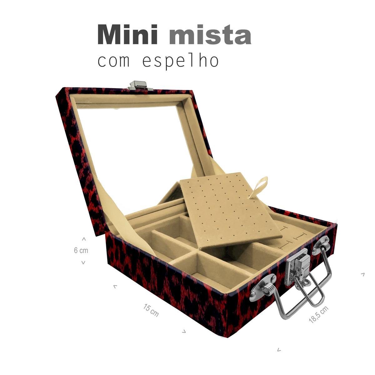 Maleta Mini Mista Onça Vermelha Com Espelho - Sob Encomenda