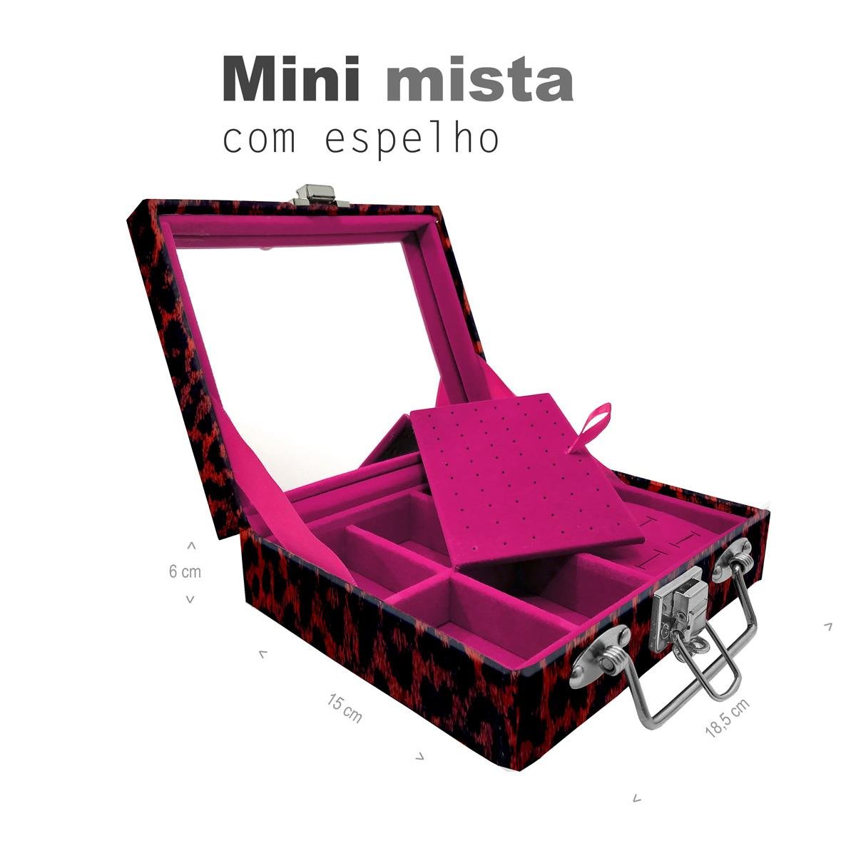 Maleta Mini Mista Onça Vermelha Com Espelho - Sob Encomenda