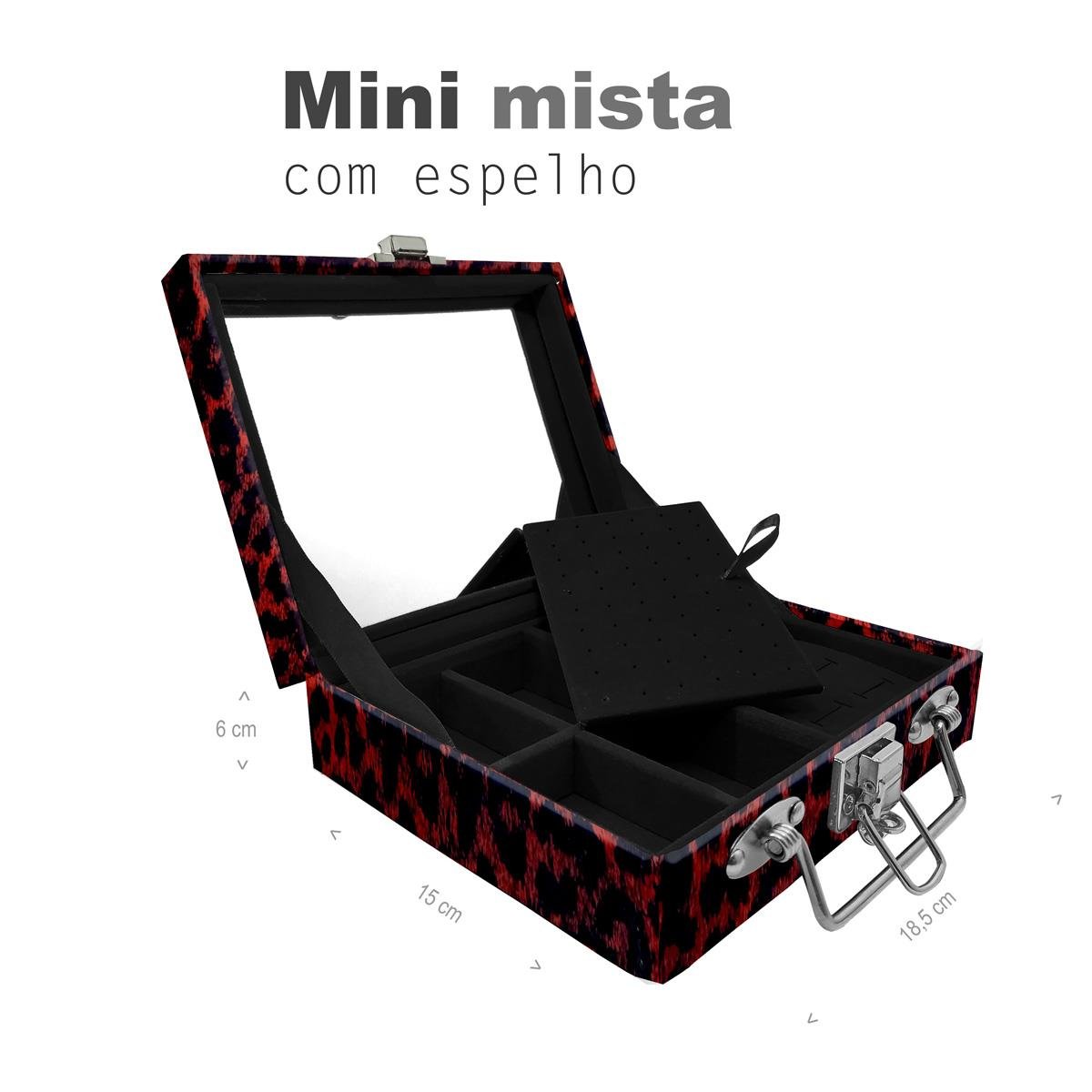 Maleta Mini Mista Onça Vermelha Com Espelho - Sob Encomenda