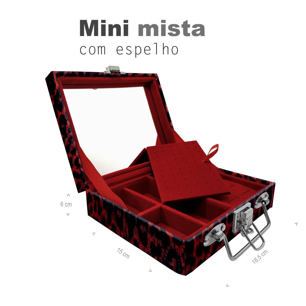 Maleta Mini Mista Onça Vermelha Com Espelho - Sob Encomenda