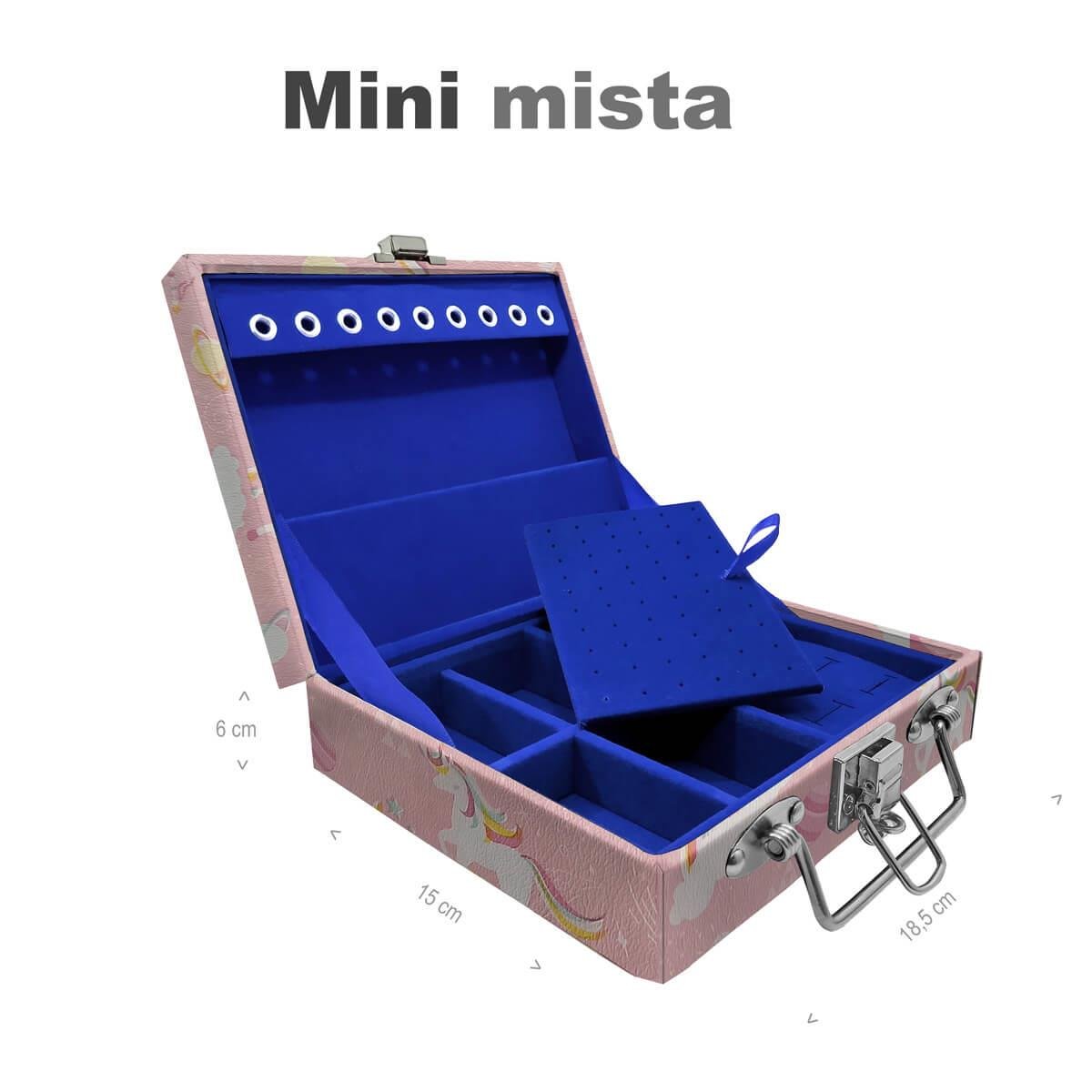 Estojo Maleta Porta Jóias Mini Mista Unicórnio Rosa