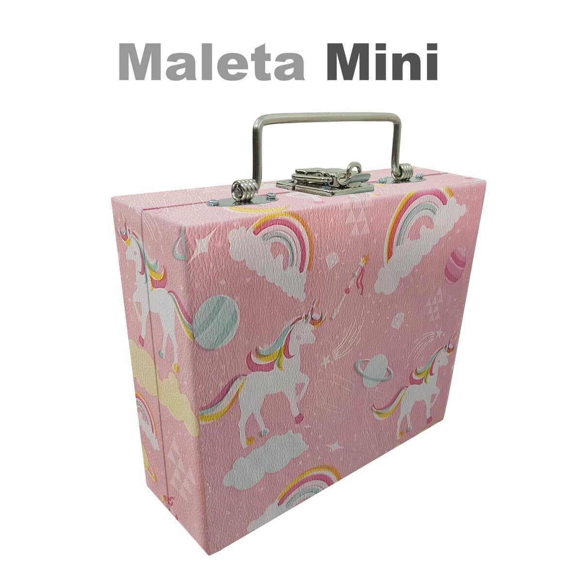 Estojo Maleta Porta Jóias Mini Mista Unicórnio Rosa