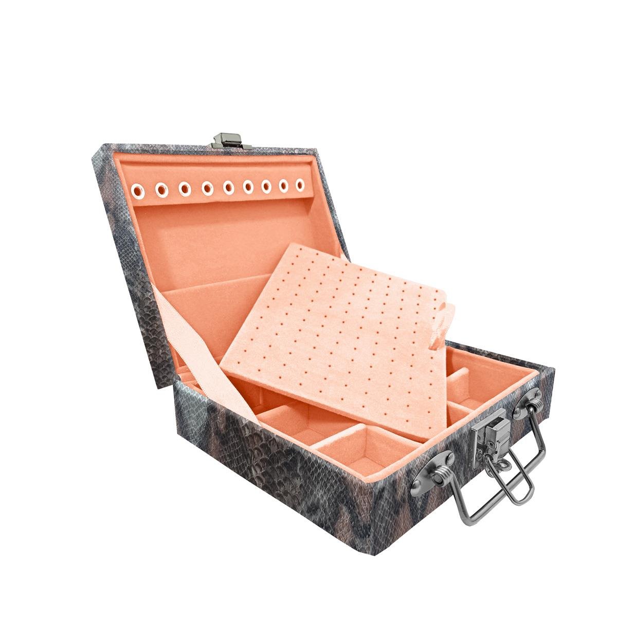 Estojo Maleta Porta Jóias Mini Quadriculada Cobra