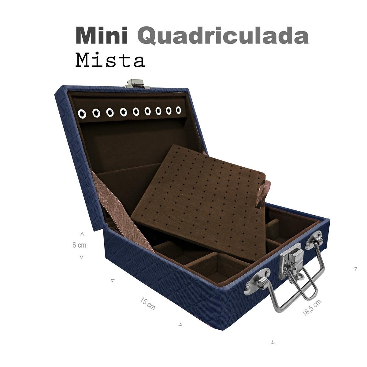 Maleta Mini Quadriculada Dijon Azul Marinho - Sob Encomenda