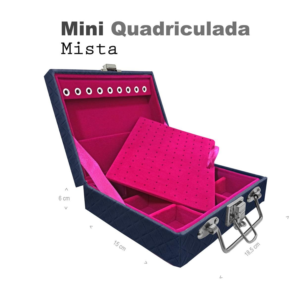 Maleta Mini Quadriculada Dijon Azul Marinho - Sob Encomenda