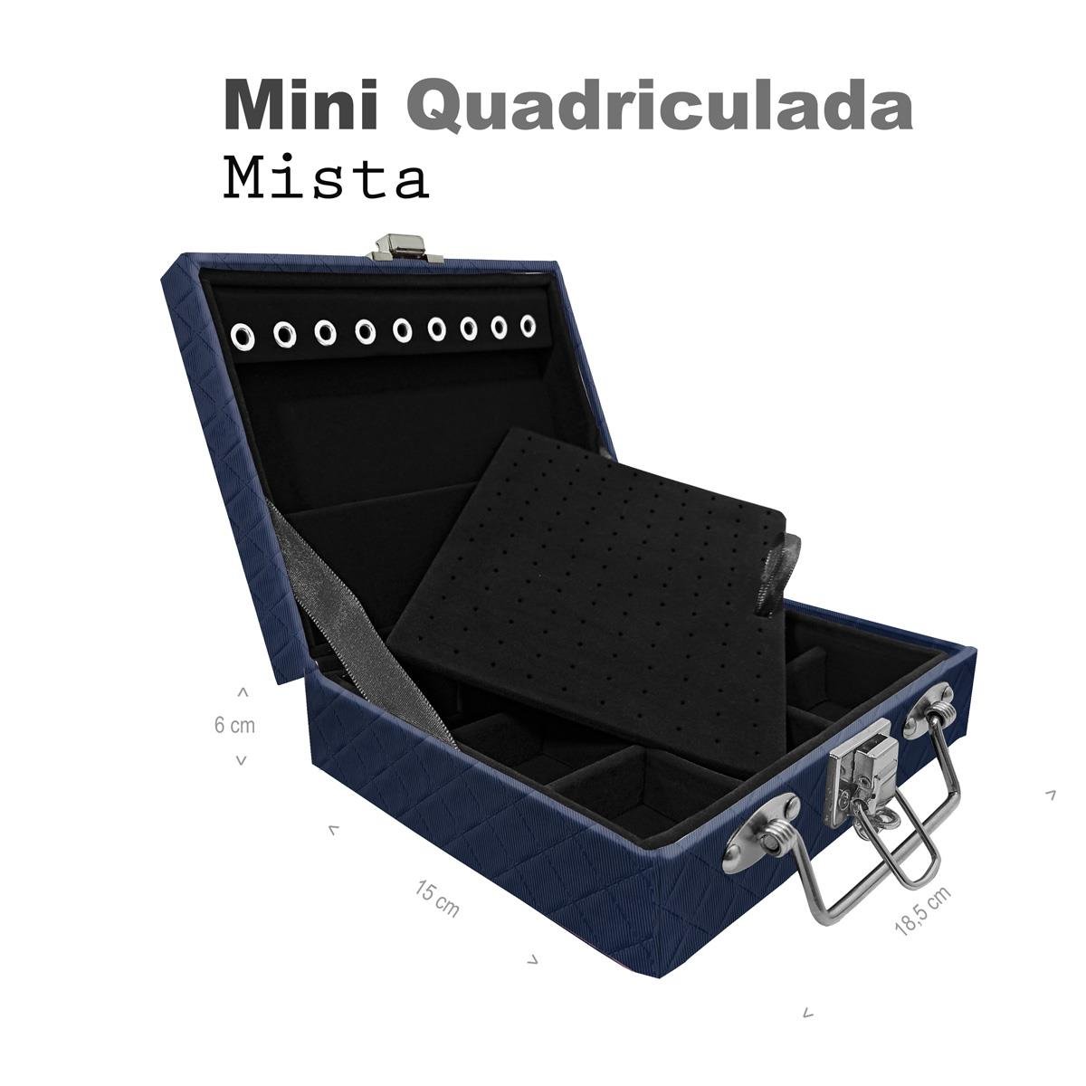 Maleta Mini Quadriculada Dijon Azul Marinho - Sob Encomenda