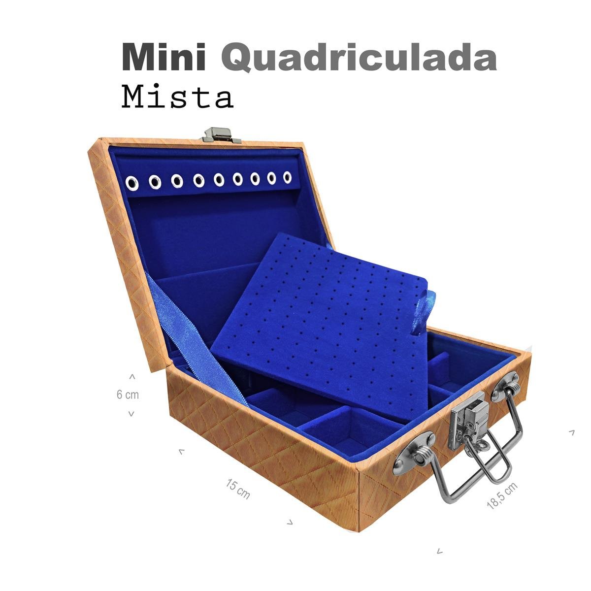 Maleta Mini Quadriculada Dijon Dourado - Sob Encomenda