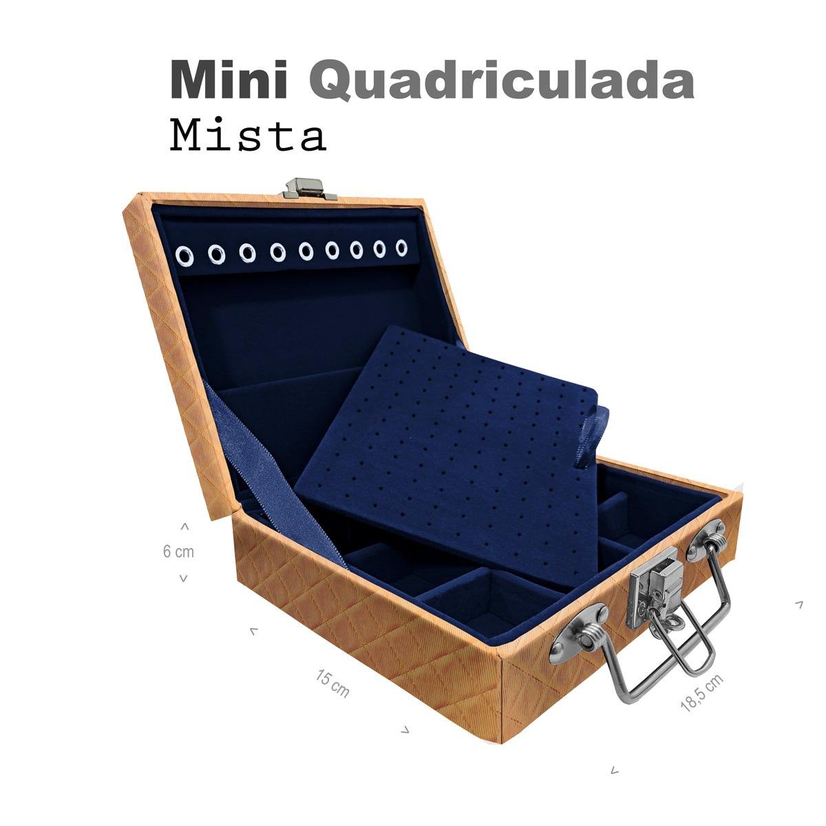 Maleta Mini Quadriculada Dijon Dourado - Sob Encomenda