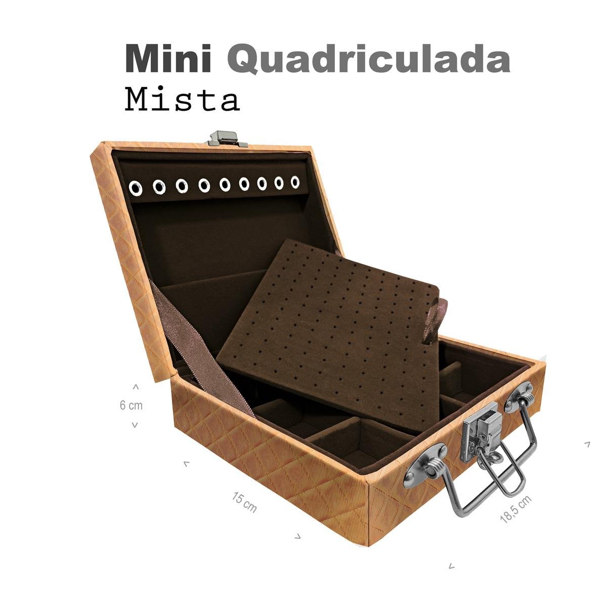 Maleta Mini Quadriculada Dijon Dourado - Sob Encomenda